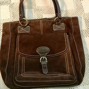 Chaps Suede Brown Handbag